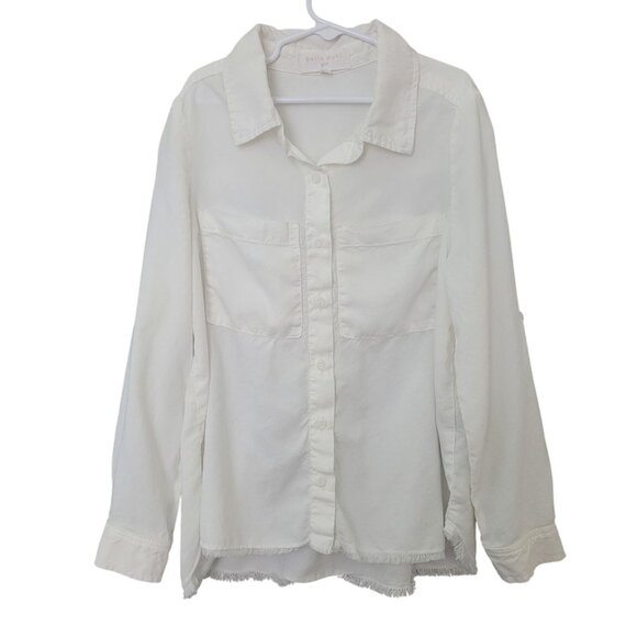 Bella Dahl Other - Bella Dahl Girl White Button-Down Blouse Top Girls Size 14 Fringed Hem